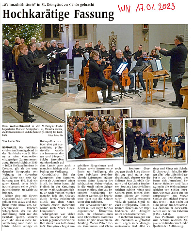 Pressebericht zum Weihnachtskonzert in den WESTFÄLIISCHEN NACHRICHTEN